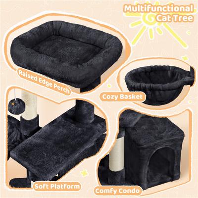 Show full view: Yaheetech 34.5-in Plush Cover Cat Tree, Black slide 5 of 13