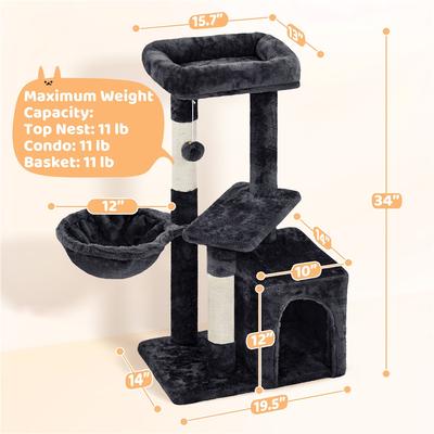 Show full view: Yaheetech 34.5-in Plush Cover Cat Tree, Black slide 4 of 13