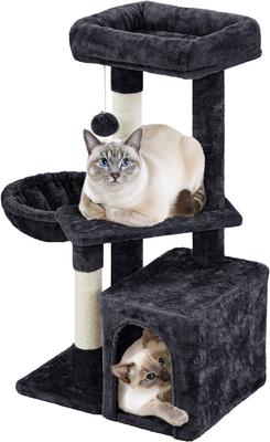 Show full view: Yaheetech 34.5-in Plush Cover Cat Tree, Black slide 3 of 13
