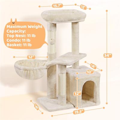 Show full view: Yaheetech 34.5-in Plush Cover Cat Tree, Beige slide 3 of 12