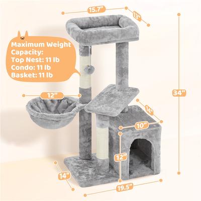 Show full view: Yaheetech 34.5-in Plush Cover Cat Tree, Light Gray slide 3 of 12