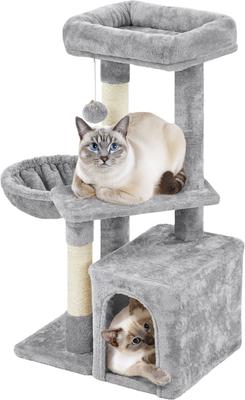 Show full view: Yaheetech 34.5-in Plush Cover Cat Tree, Light Gray slide 2 of 12