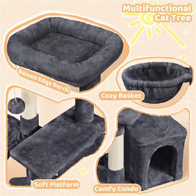 Show full view: Yaheetech 34.5-in Plush Cover Cat Tree, Dark Gray slide 4 of 12