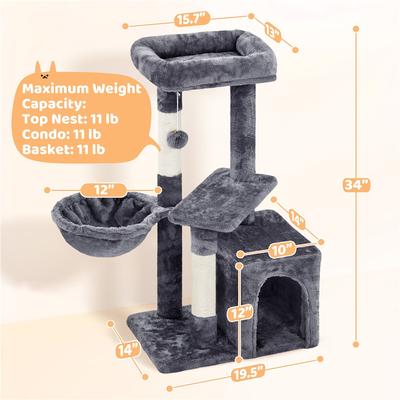 Show full view: Yaheetech 34.5-in Plush Cover Cat Tree, Dark Gray slide 3 of 12