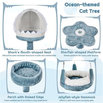 Show full view: Yaheetech Ocean-Themed Multi-Level Cat Tree, 45.5-in slide 4 of 8