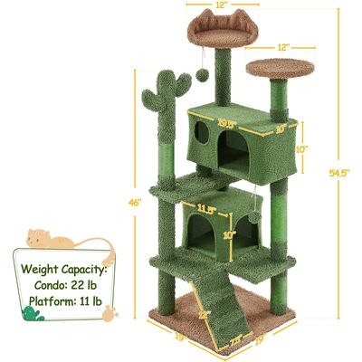 Show full view: Yaheetech 54.5-in Cactus Cat Tree, Medium, Green & Brown slide 2 of 10
