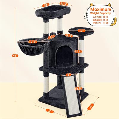 Show full view: Yaheetech Professional 42-in Cat Tree, Black slide 3 of 11