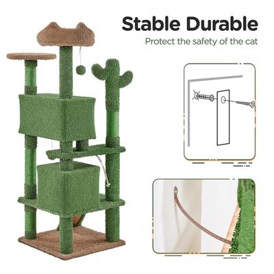 Show full view: Yaheetech 54.5-in Cactus Cat Tree, Medium, Green & Brown slide 4 of 10