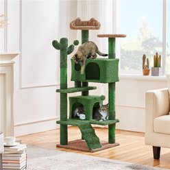 Yaheetech 54.5-in Cactus Cat Tree, Medium, Green & Brown