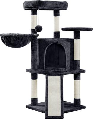 Show full view: Yaheetech Professional 42-in Cat Tree, Black slide 2 of 11