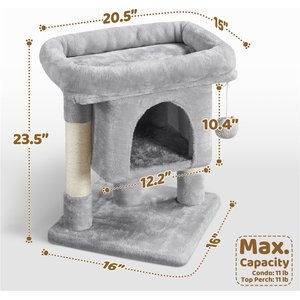Yaheetech 2-Level 23.5-in Plush Cat Tree & Condo, Light Gray