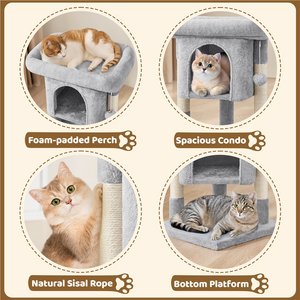 Yaheetech 2-Level 23.5-in Plush Cat Tree & Condo, Light Gray