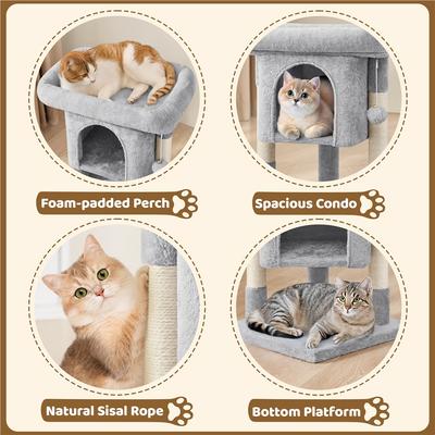 Show full view: Yaheetech 2-Level 23.5-in Plush Cat Tree & Condo, Light Gray slide 5 of 11