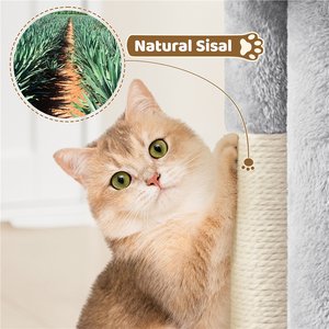 Yaheetech 2-Level 23.5-in Plush Cat Tree & Condo, Light Gray