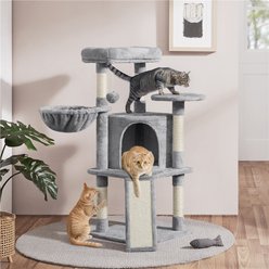 Yaheetech 42-in Plush Cat Tree & Condo for Kittens, Light Gray