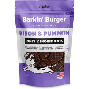 Vitafur Barkin Burger Bison & Pumpkin Dog Treat, 4-oz bag