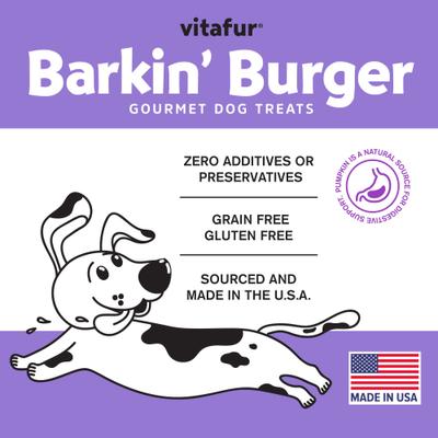 Show full view: Vitafur Barkin Burger Bison & Pumpkin Dog Treat, 4-oz bag slide 6 of 8