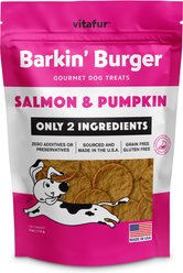 Vitafur Barkin Burger Salmon & Pumpkin Dog Treat, 4-oz bag