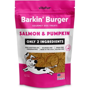 Vitafur Barkin Burger Salmon & Pumpkin Dog Treat, 4-oz bag