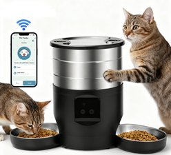 VIVIPAL Dual-Bowl Stainless Steel WiFi Smart Dog & Cat Feeder, 4.5-L