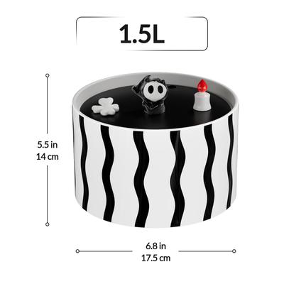 Show full view: Happy & Polly Devil Horn Ceramic Cat Water Fountain, Striped Black, 1.5L/50-oz slide 9 of 9