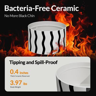 Show full view: Happy & Polly Devil Horn Ceramic Cat Water Fountain, Striped Black, 1.5L/50-oz slide 6 of 9