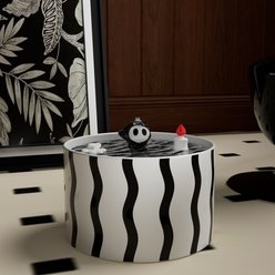 Happy & Polly Devil Horn Ceramic Cat Water Fountain, Striped Black, 1.5L/50-oz