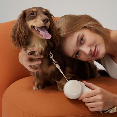 Show full view: Maison FurRéal ChocoLéash Ultra Lightweight Retractable Dog Leash, Sandy Rose, 9-ft long, 1.75-in wide slide 5 of 11