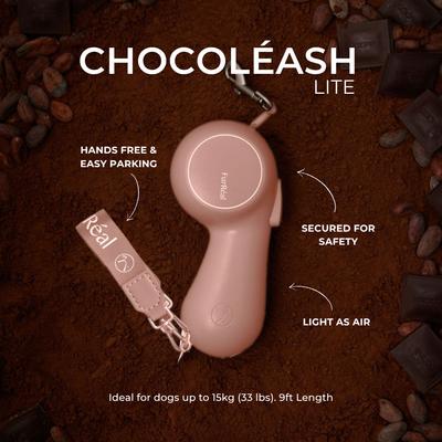 Show full view: Maison FurRéal ChocoLéash Ultra Lightweight Retractable Dog Leash, Mocha Mousse, 9-ft long, 1.75-in wide slide 3 of 12