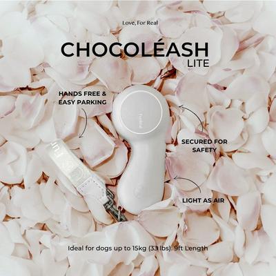 Show full view: Maison FurRéal ChocoLéash Ultra Lightweight Retractable Dog Leash, Cashmere Beige, 9-ft long, 1.75-in wide slide 2 of 11