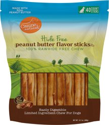 Canine Naturals Hide Free 5-inch Peanut Butter Flavor Stick Dog Chew, 40 count