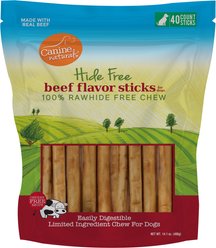 Canine Naturals Hide Free 5-inch Beef Flavor Stick Dog Chew, 40 count
