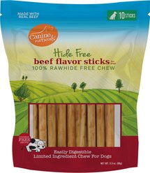 Canine Naturals Hide Free 5-inch Beef Flavor Stick Dog Chew, 10 count