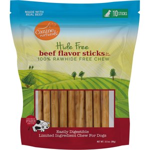 Canine Naturals Hide Free 5-inch Beef Flavor Stick Dog Chew, 10 count