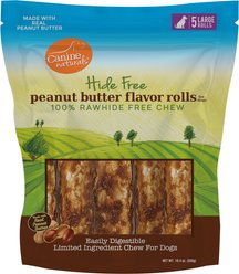 Canine Naturals Hide Free Peanut Butter Flavor Roll Dog Chew Treat, 5 count