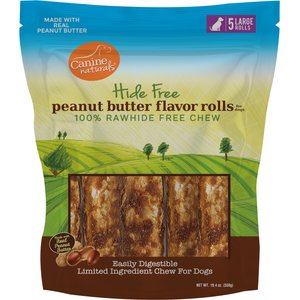 Canine Naturals Hide Free Peanut Butter Flavor Roll Dog Chew Treat, 5 count