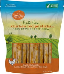 Canine Naturals Hide Free Chicken Recipe Stick Dog Chew, 40 count