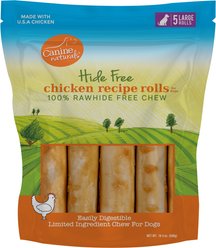 Canine Naturals Hide Free Chicken Recipe Roll Dog Chew, 5 count