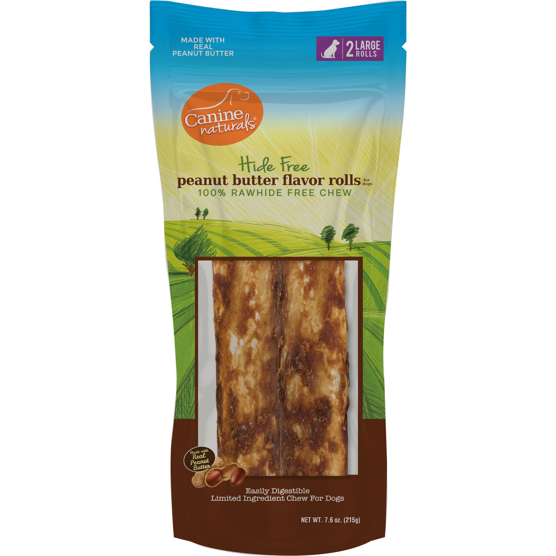 Canine Naturals Hide Free Peanut Butter Flavor Roll Dog Chew Treat, 2 count