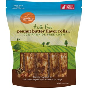Canine Naturals Hide Free Peanut Butter Flavor Roll Dog Chew Treat, Small