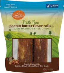 Canine Naturals Hide Free Peanut Butter Flavor Roll Dog Chew Treat, Medium