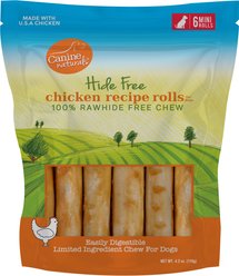 Canine Naturals Hide Free Chicken Recipe Small Rolls Dog Treat, 6 Count