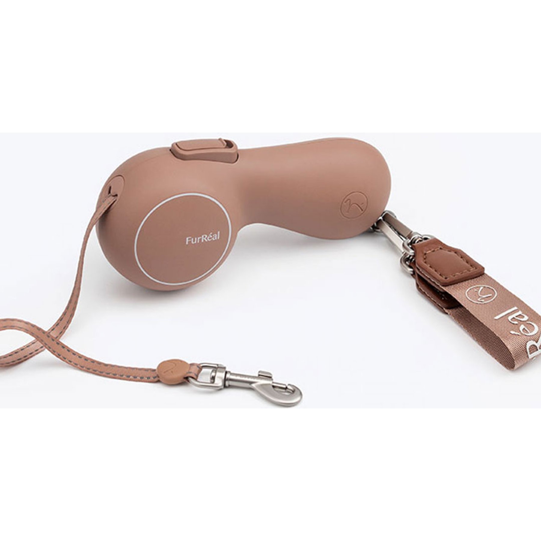 Maison FurRéal Lightweight Hands-Free Retractable Dog Leash, Mocha Mousse, 9-ft long, 1.75-in wide