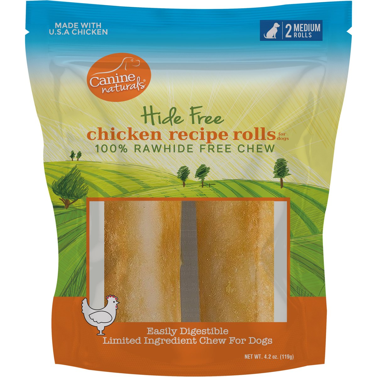 Canine Naturals Hide Free Chicken Recipe Medium Dog Treats, 2 count