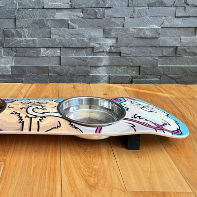 Show full view: Funky Flies Cats with Attitude SkateBowls Stainless Steel Elevated Cat Bowls, 3-cup slide 4 of 10