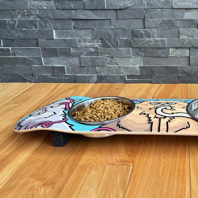 Show full view: Funky Flies Cats with Attitude SkateBowls Stainless Steel Elevated Cat Bowls, 3-cup slide 3 of 10