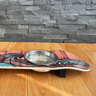 Show full view: Funky Flies Island Time SkateBowls Stainless Steel Elevated Cat Bowls, 3-cup slide 4 of 9