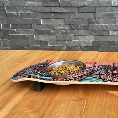 Show full view: Funky Flies Island Time SkateBowls Stainless Steel Elevated Cat Bowls, 3-cup slide 3 of 9