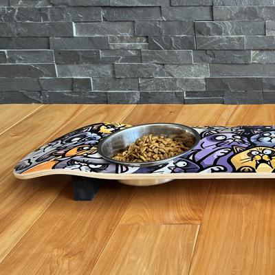 Show full view: Funky Flies Cat Posse SkateBowls Stainless Steel Elevated Cat Bowls, 3-cup slide 4 of 10