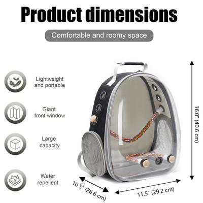 Show full view: Halinfer Clear Bubble Bird Carrier Backpack, Black slide 2 of 7